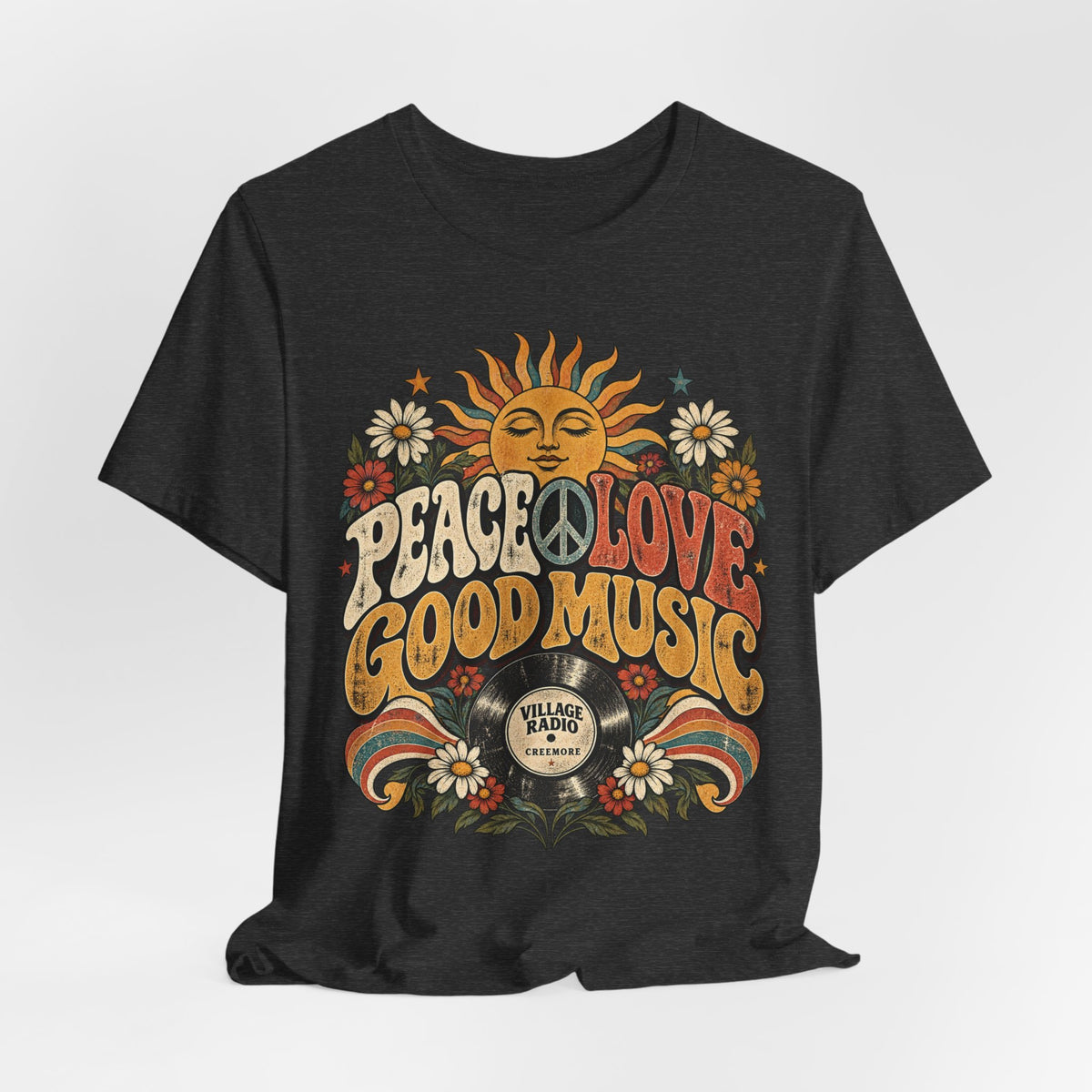 Peace Love Good Music Retro Sun Graphic Tee | Creemore Version