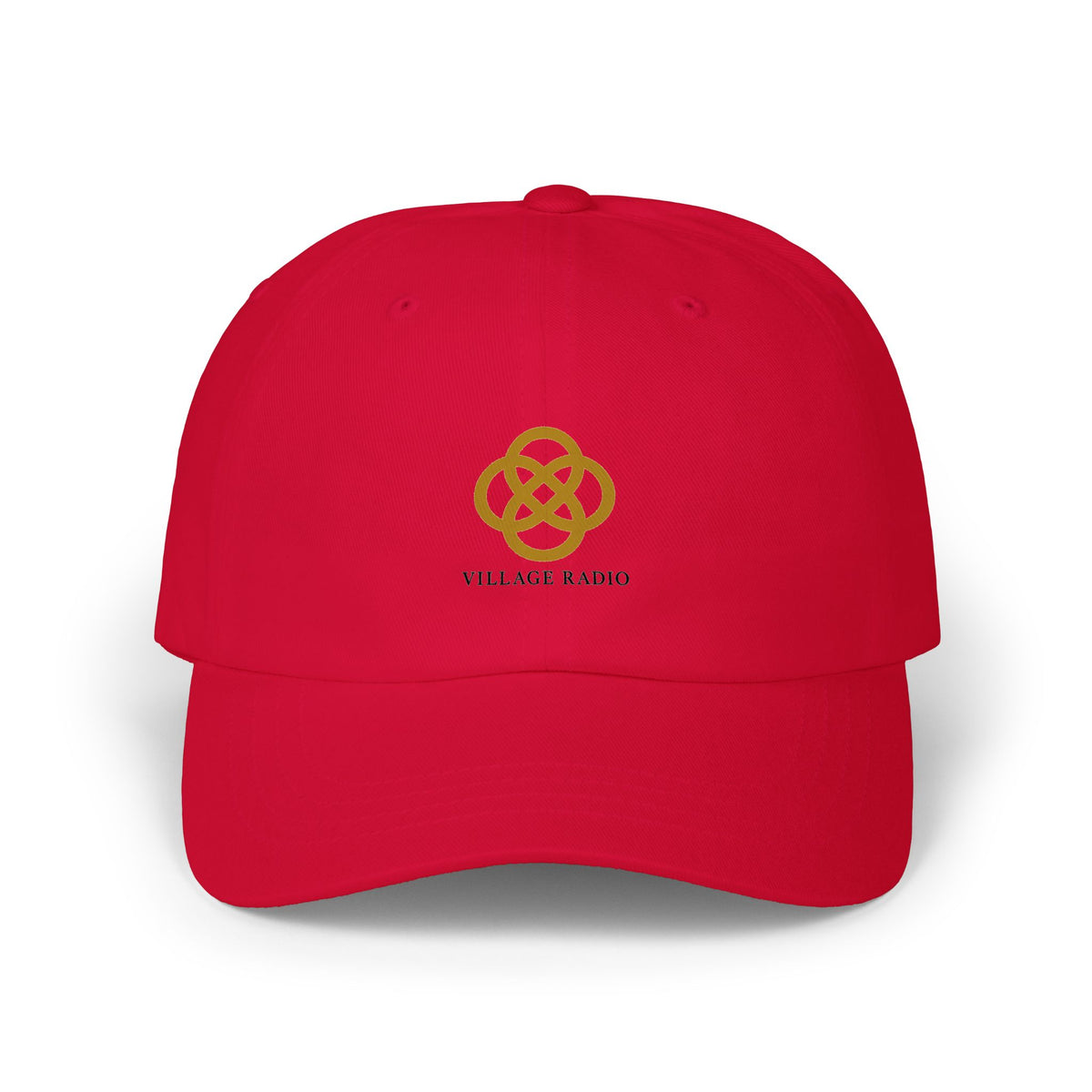 Village Radio Embroidered Dad Cap — Classic White Baseball Hat