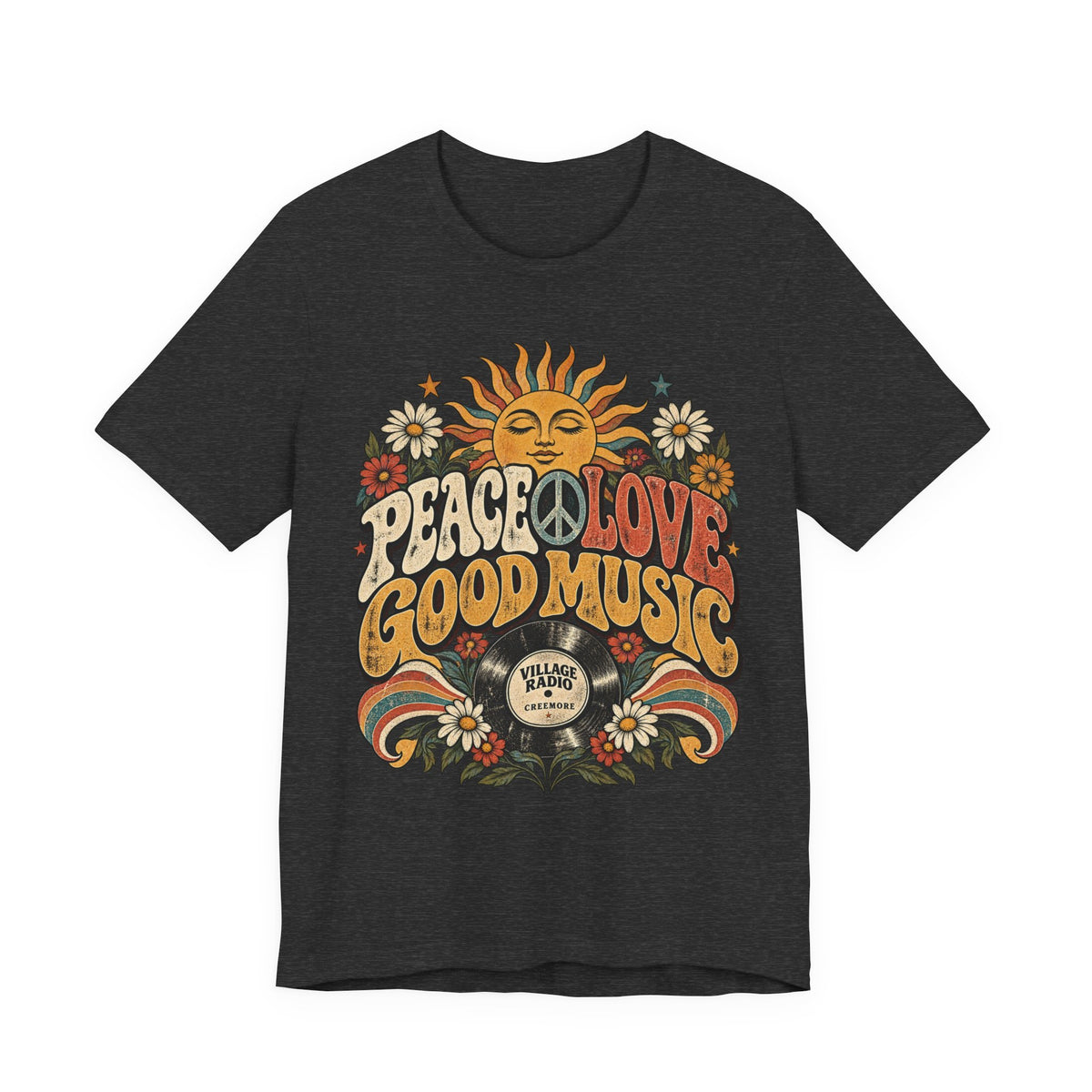 Peace Love Good Music Retro Sun Graphic Tee | Creemore Version