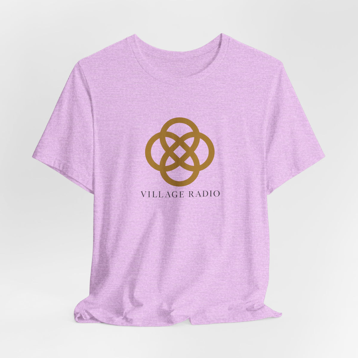 Village Radio Logo T‑Shirt — Minimalist Gold Emblem Tee