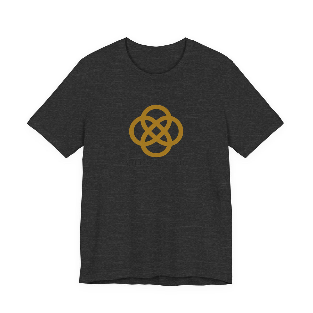 Village Radio Logo T‑Shirt — Minimalist Gold Emblem Tee