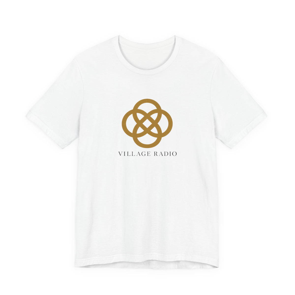 Village Radio Logo T‑Shirt — Minimalist Gold Emblem Tee