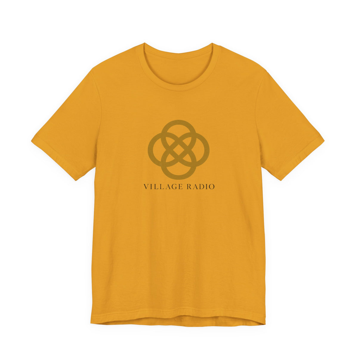 Village Radio Logo T‑Shirt — Minimalist Gold Emblem Tee