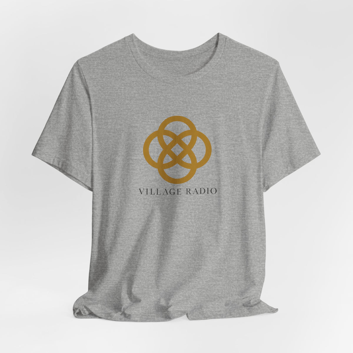 Village Radio Logo T‑Shirt — Minimalist Gold Emblem Tee