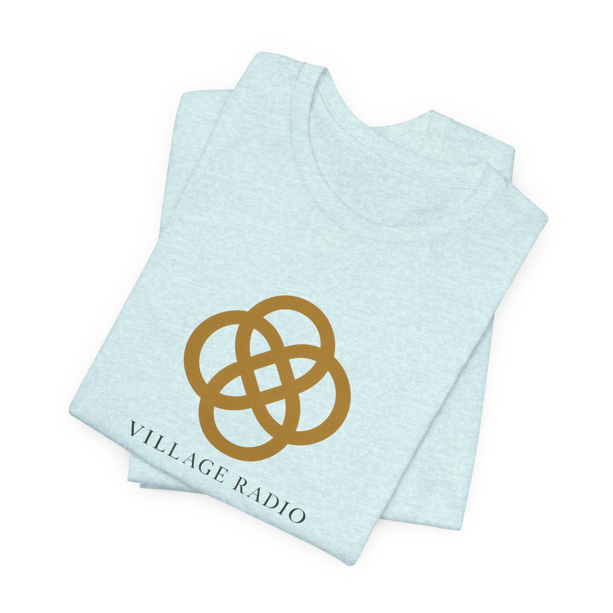Village Radio Logo T‑Shirt — Minimalist Gold Emblem Tee