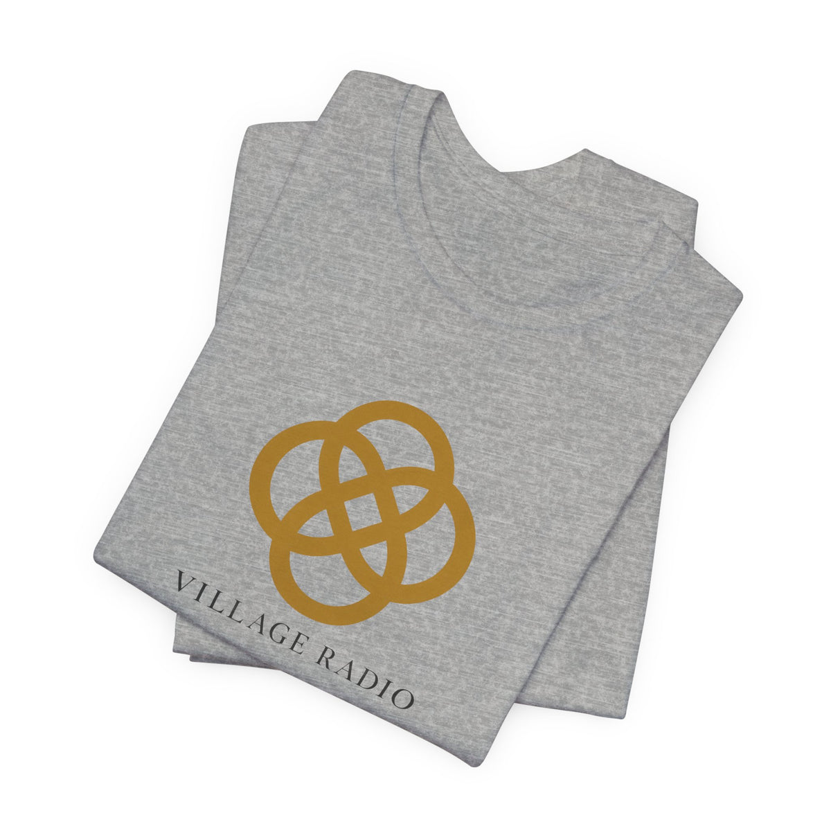 Village Radio Logo T‑Shirt — Minimalist Gold Emblem Tee