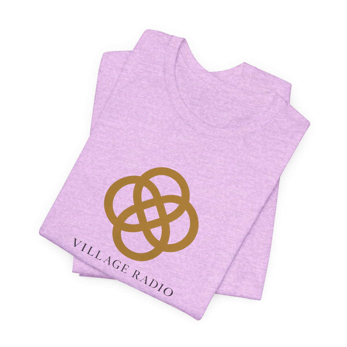 Village Radio Logo T‑Shirt — Minimalist Gold Emblem Tee