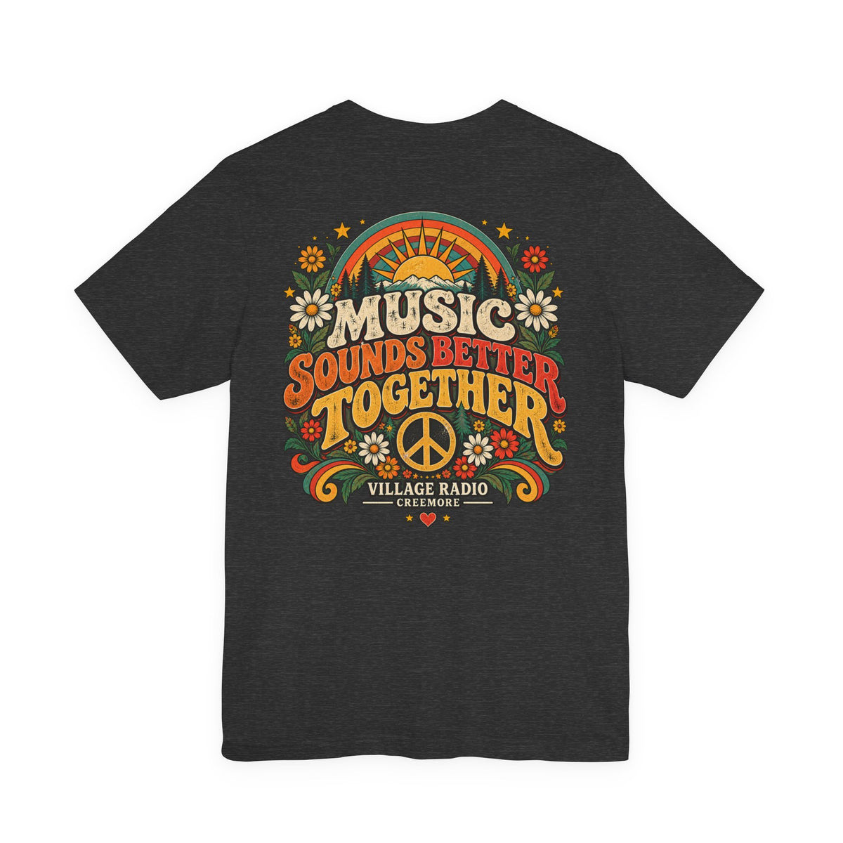 Music Sounds Better Together Tee — Retro Peace & Flower Power Graphic T‑Shirt | Creemore Version