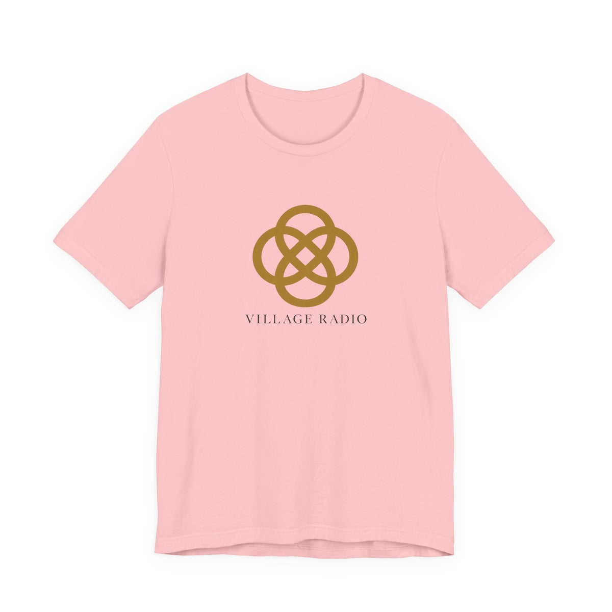Village Radio Logo T‑Shirt — Minimalist Gold Emblem Tee