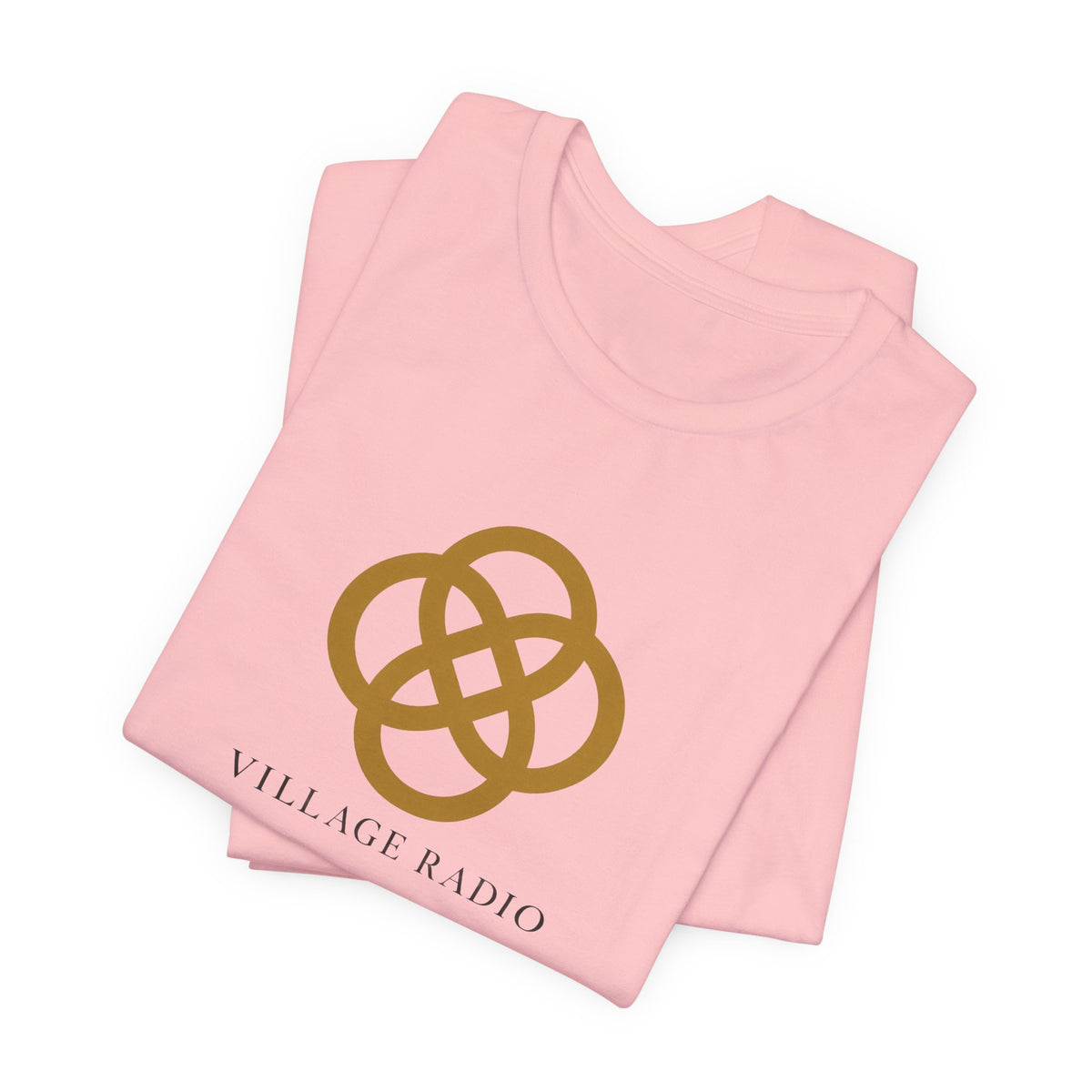 Village Radio Logo T‑Shirt — Minimalist Gold Emblem Tee
