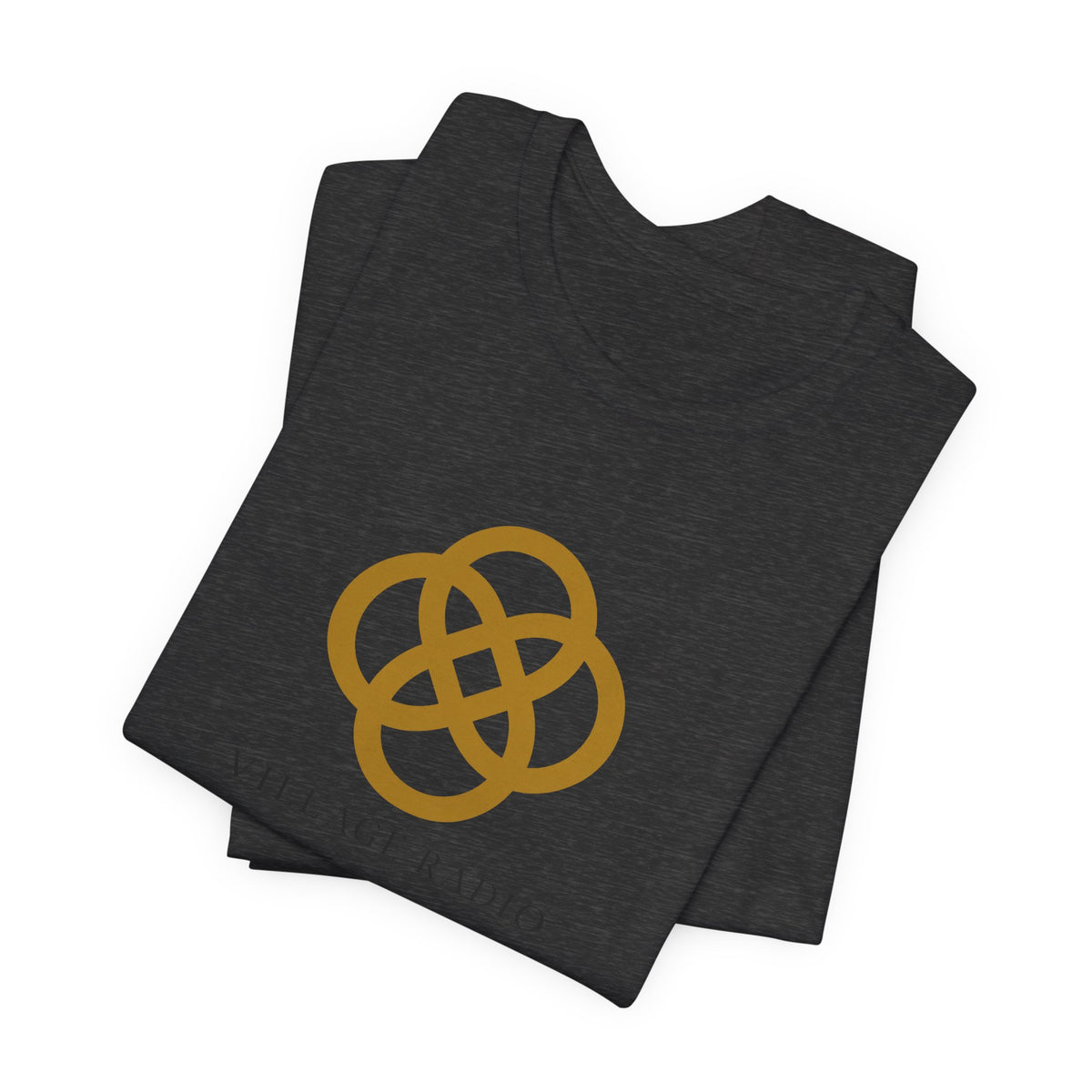 Village Radio Logo T‑Shirt — Minimalist Gold Emblem Tee