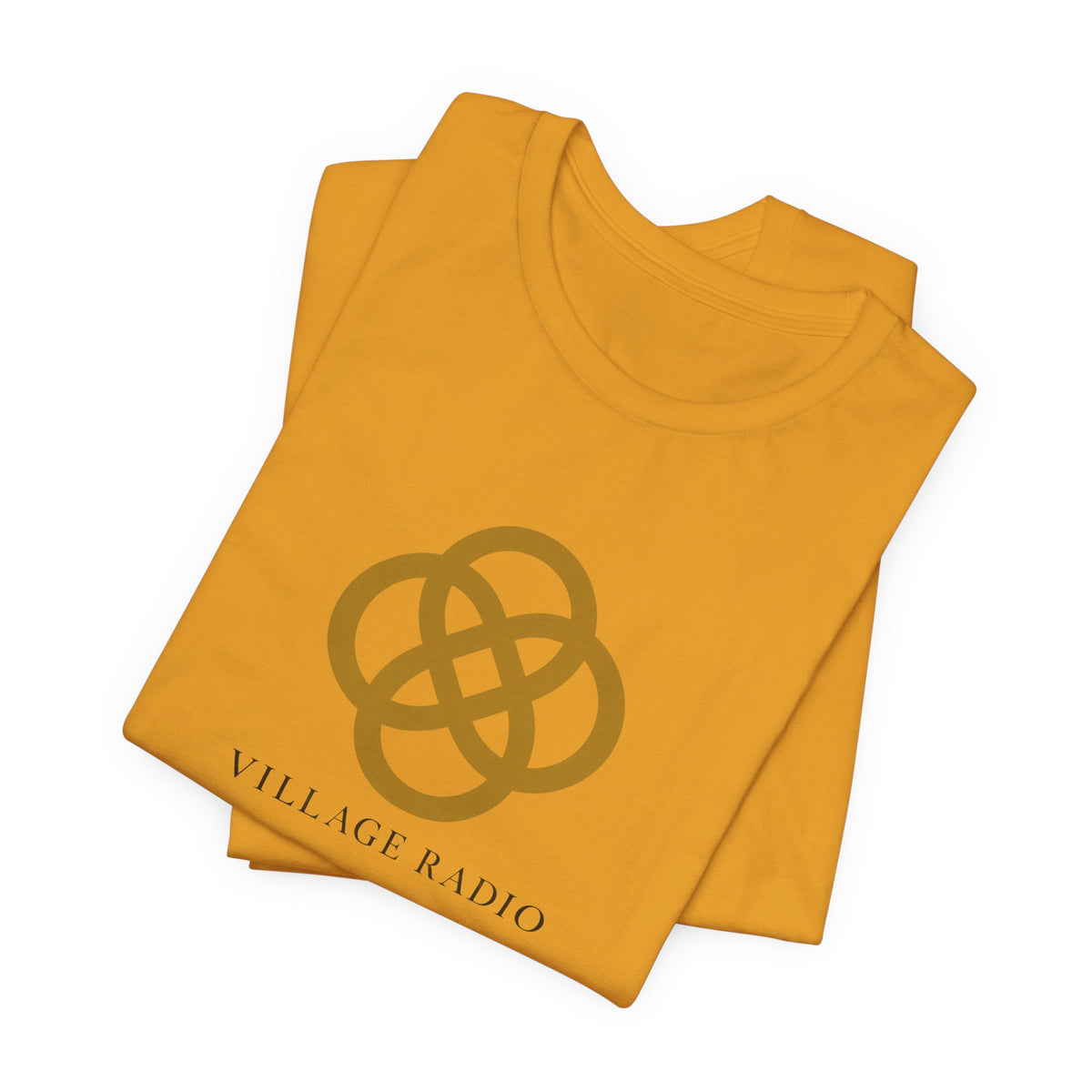 Village Radio Logo T‑Shirt — Minimalist Gold Emblem Tee