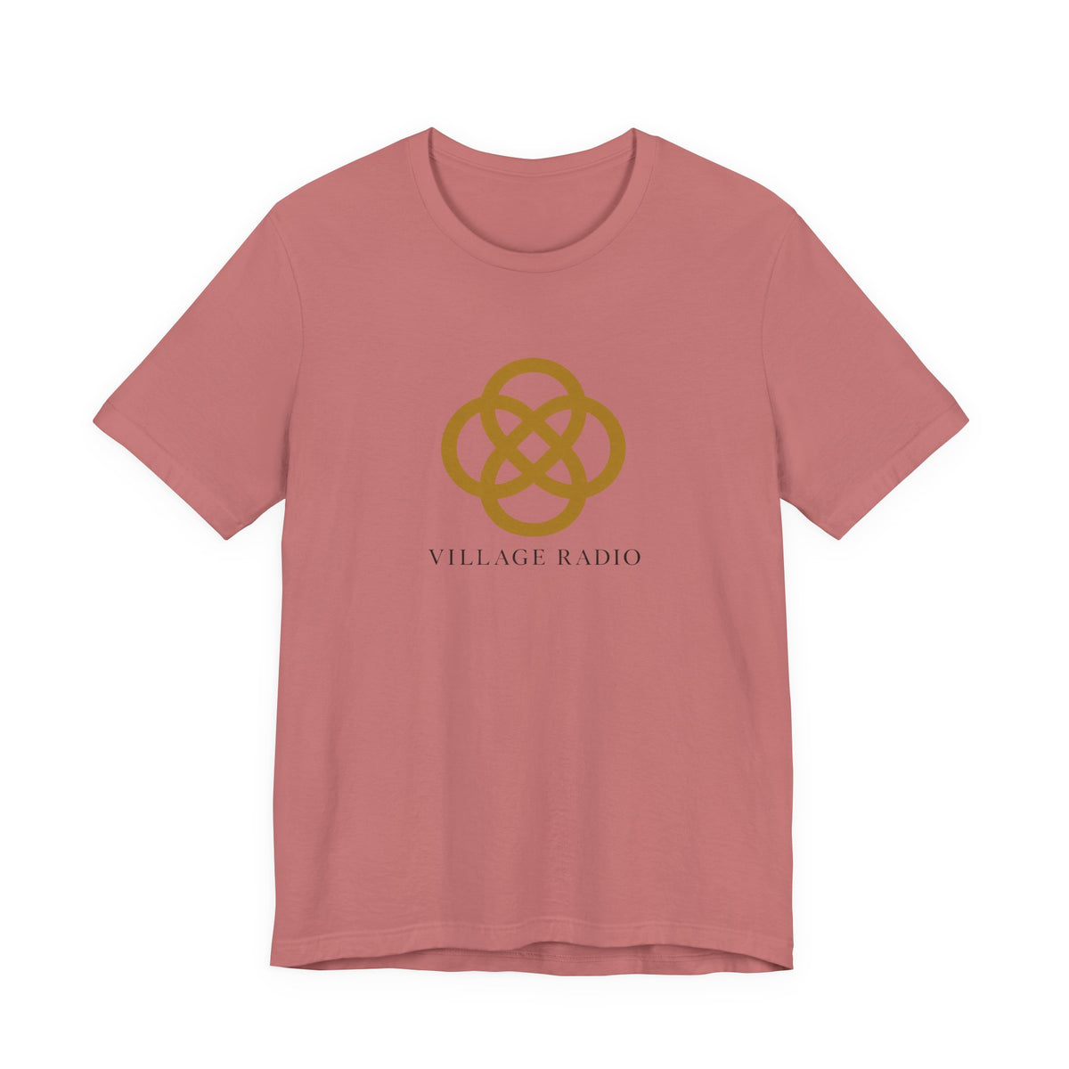 Village Radio Logo T‑Shirt — Minimalist Gold Emblem Tee