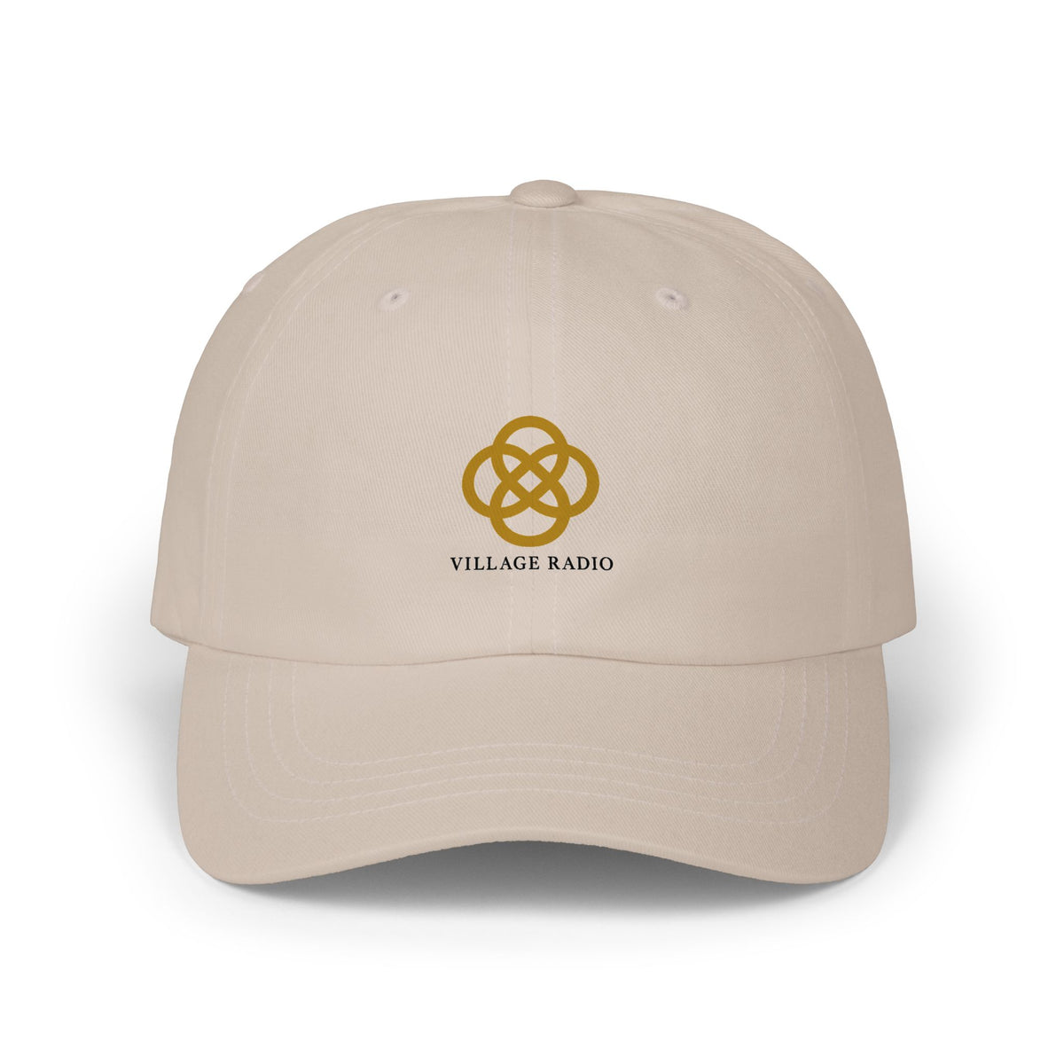 Village Radio Embroidered Dad Cap — Classic White Baseball Hat