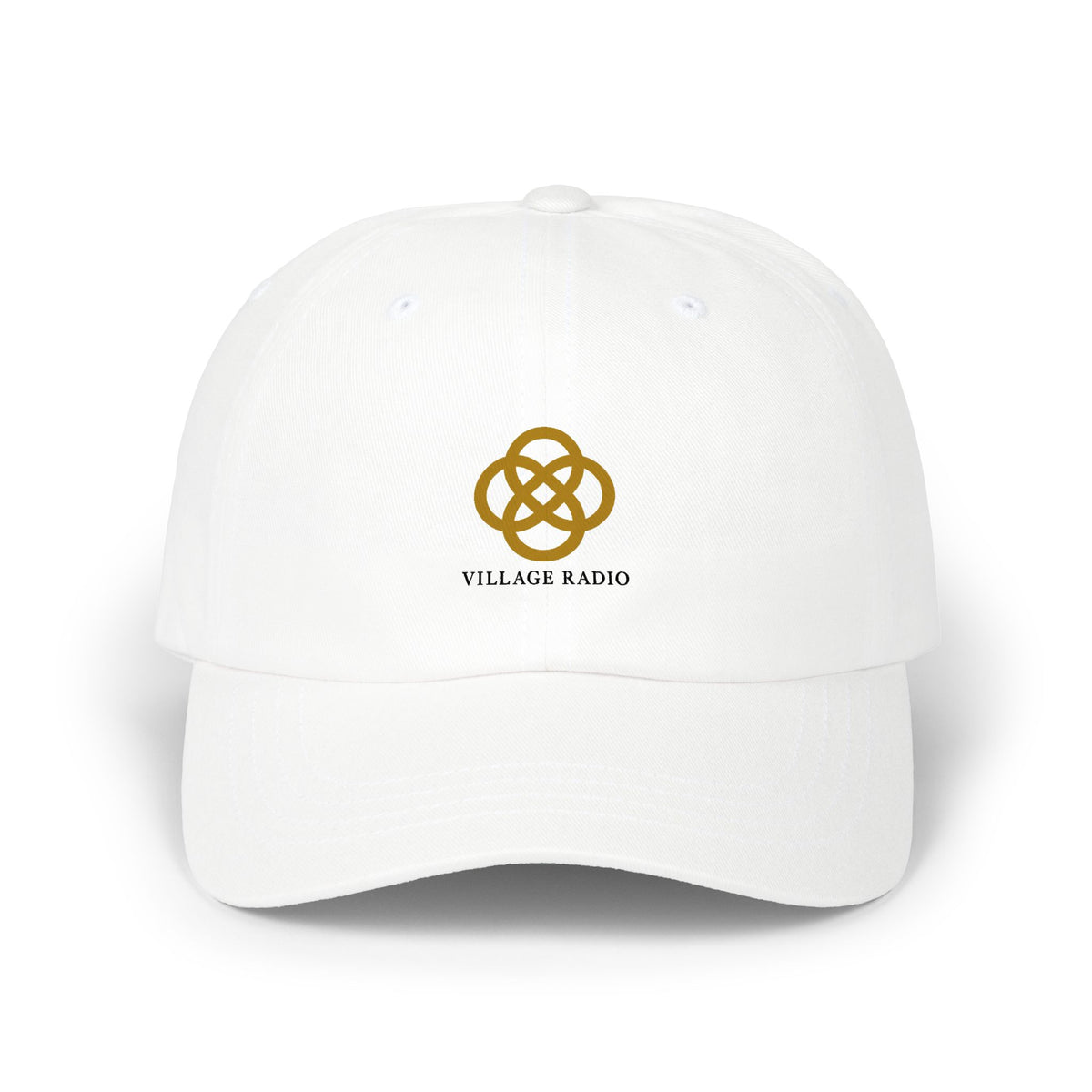 Village Radio Embroidered Dad Cap — Classic White Baseball Hat
