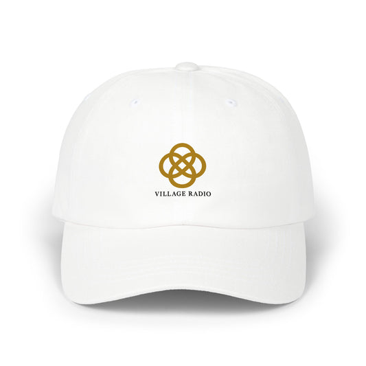 Village Radio Embroidered Dad Cap — Classic White Baseball Hat