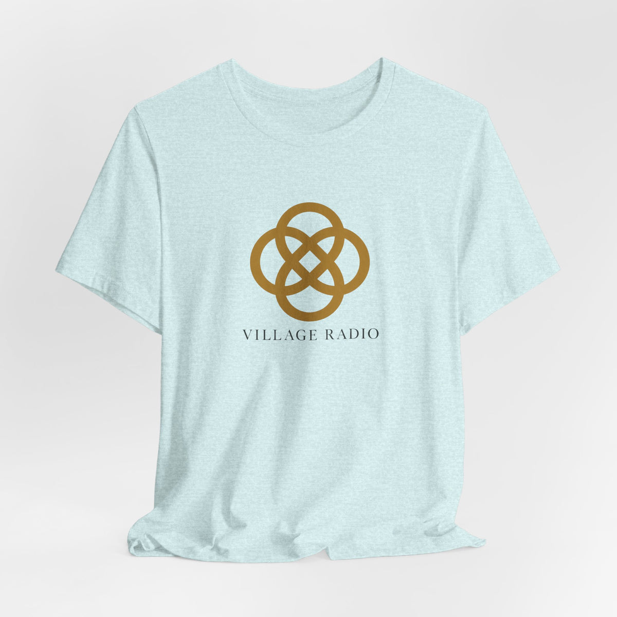 Village Radio Logo T‑Shirt — Minimalist Gold Emblem Tee