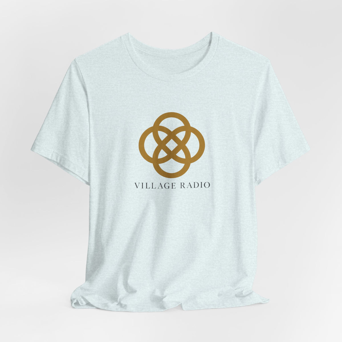 Village Radio Logo T‑Shirt — Minimalist Gold Emblem Tee