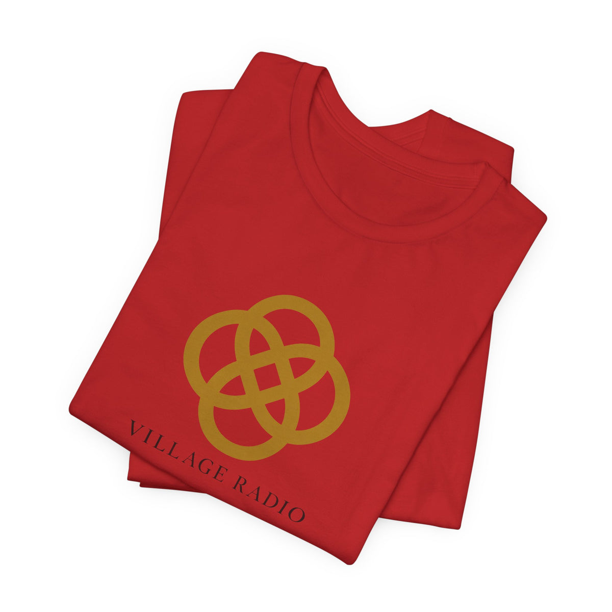 Village Radio Logo T‑Shirt — Minimalist Gold Emblem Tee
