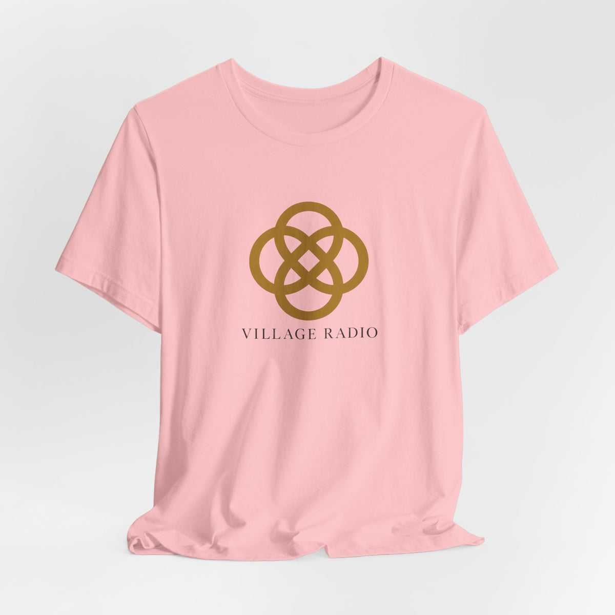 Village Radio Logo T‑Shirt — Minimalist Gold Emblem Tee