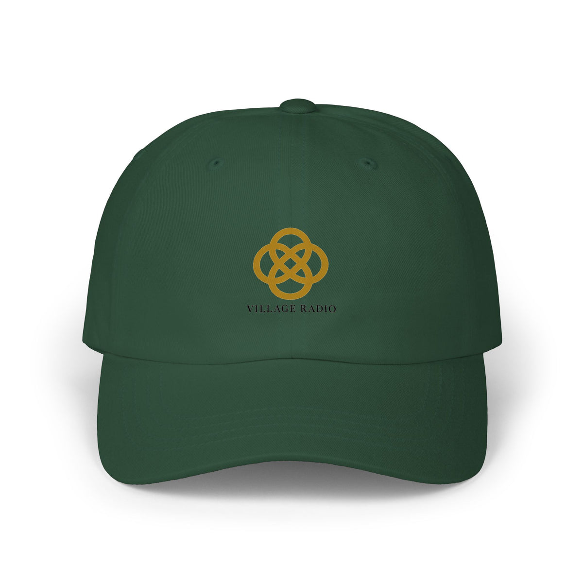 Village Radio Embroidered Dad Cap — Classic White Baseball Hat