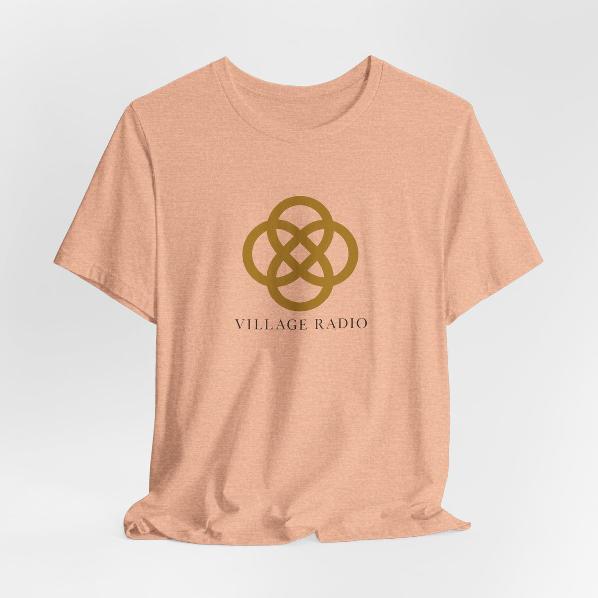 Village Radio Logo T‑Shirt — Minimalist Gold Emblem Tee