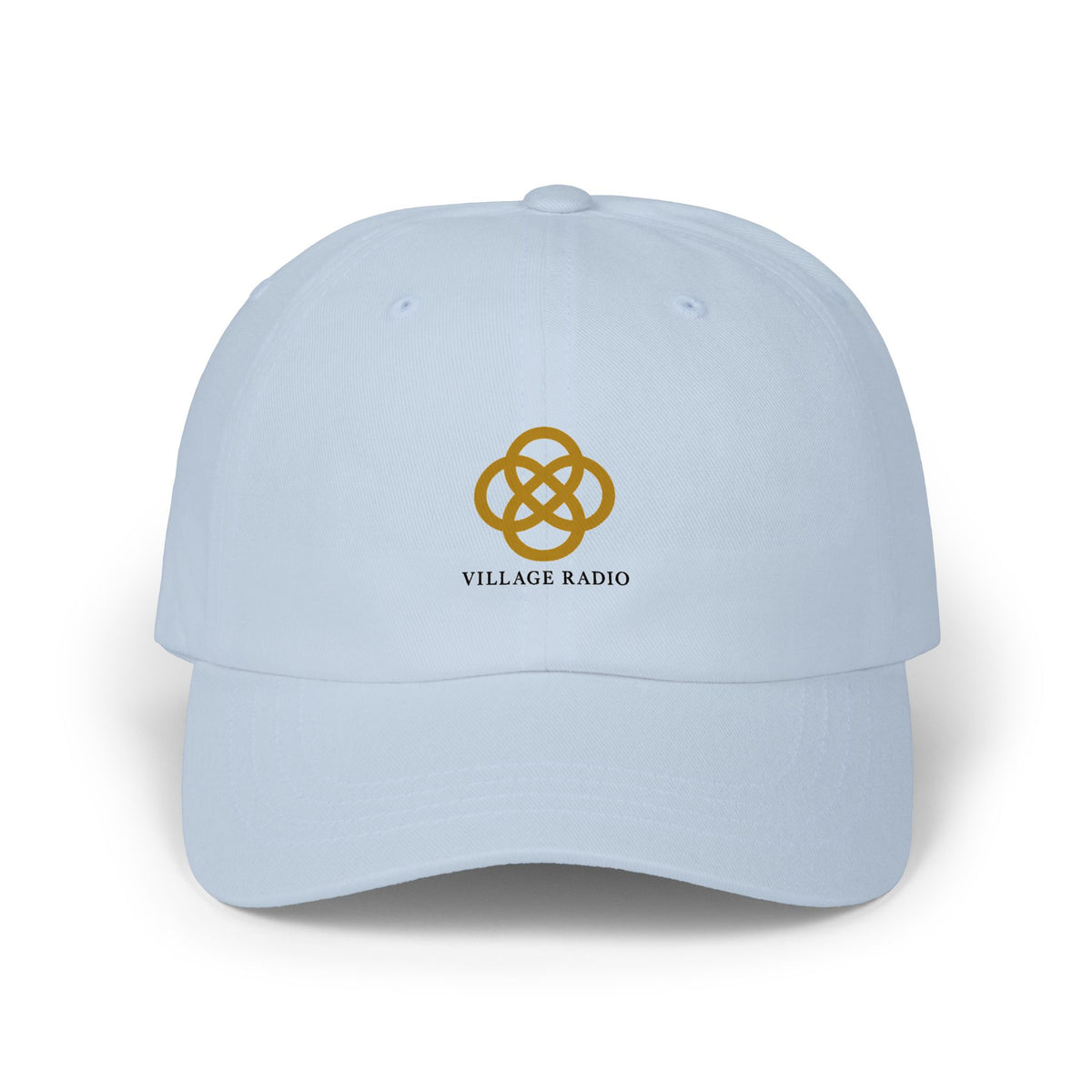 Village Radio Embroidered Dad Cap — Classic White Baseball Hat
