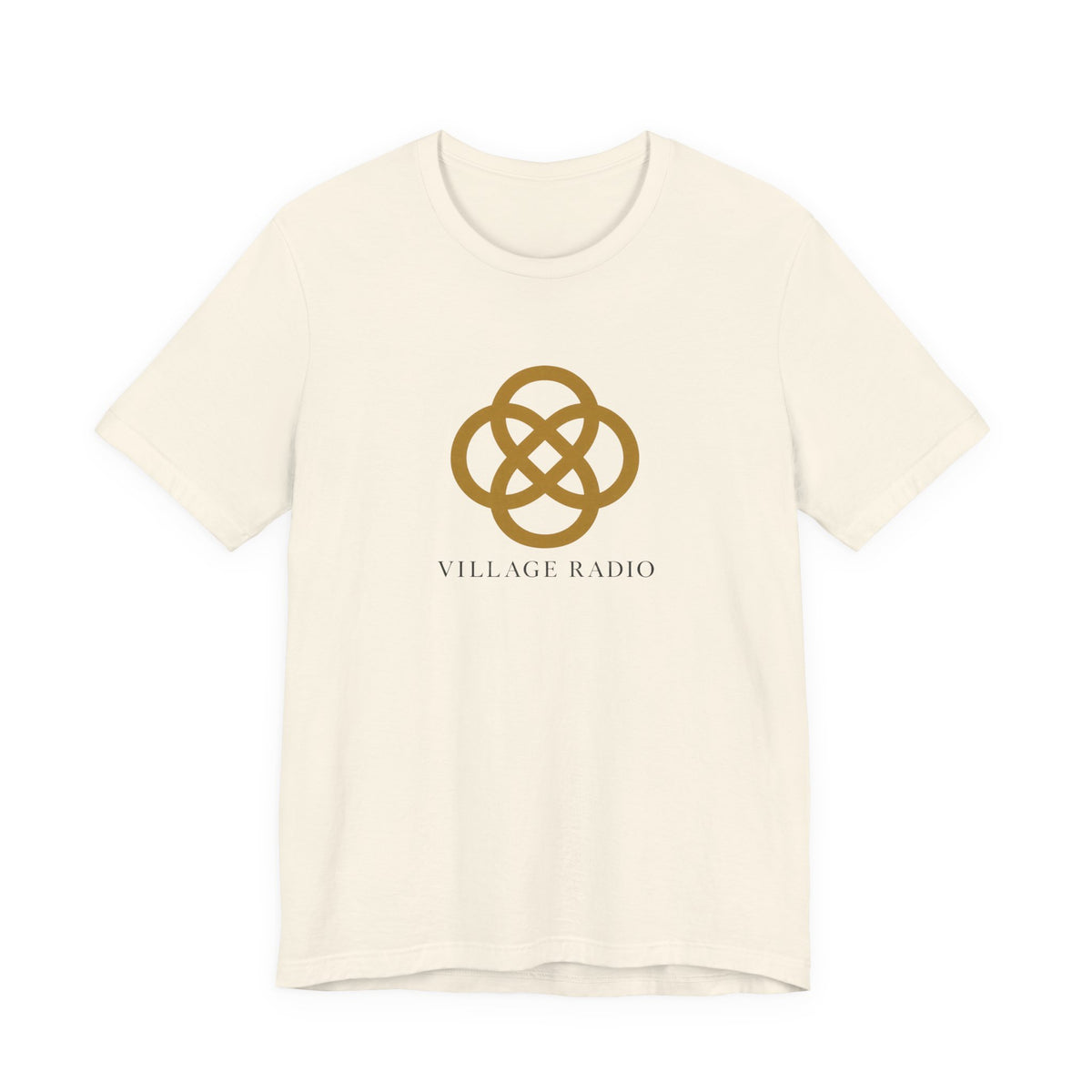 Village Radio Logo T‑Shirt — Minimalist Gold Emblem Tee