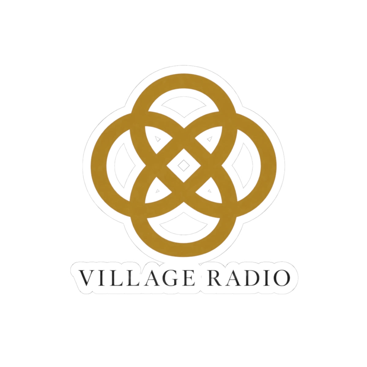 Village Radio Logo Sticker — Gold Kiss-Cut Laptop Decal