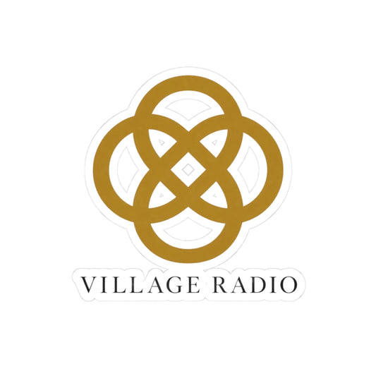 Village Radio Logo Sticker — Gold Kiss-Cut Laptop Decal