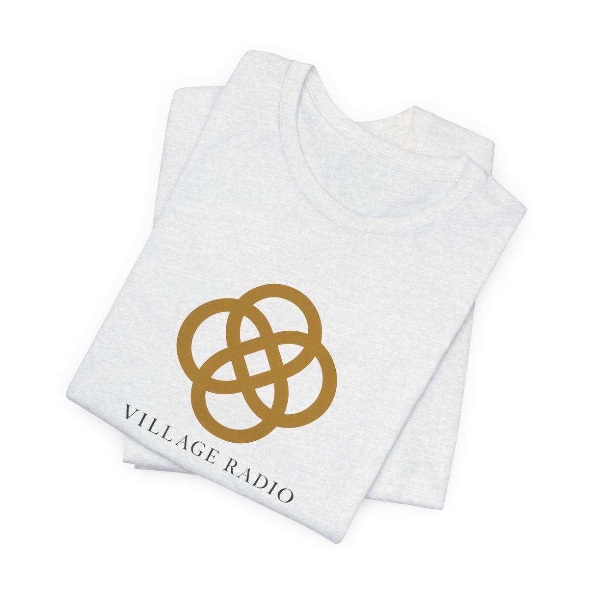 Village Radio Logo T‑Shirt — Minimalist Gold Emblem Tee