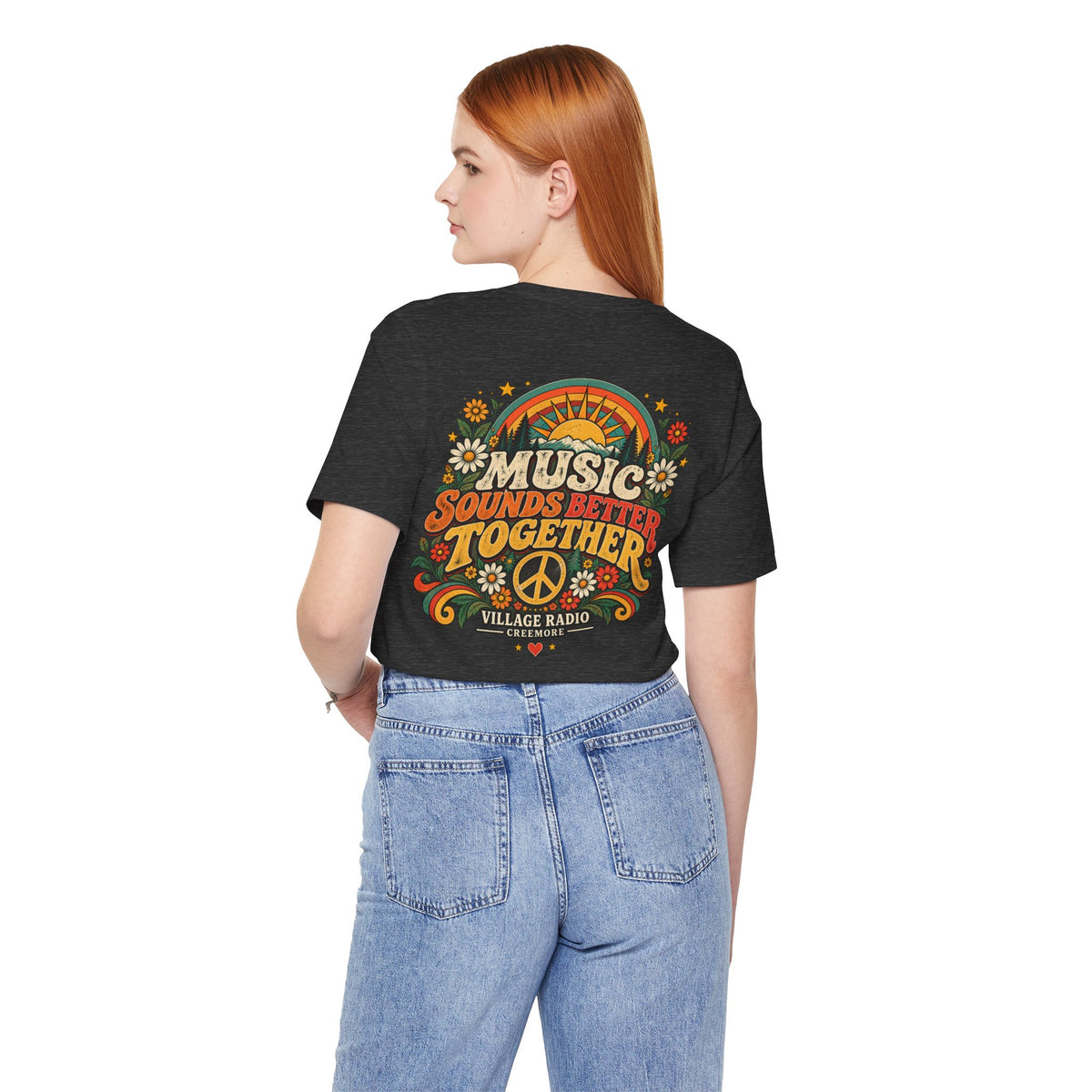 Music Sounds Better Together Tee — Retro Peace & Flower Power Graphic T‑Shirt | Creemore Version