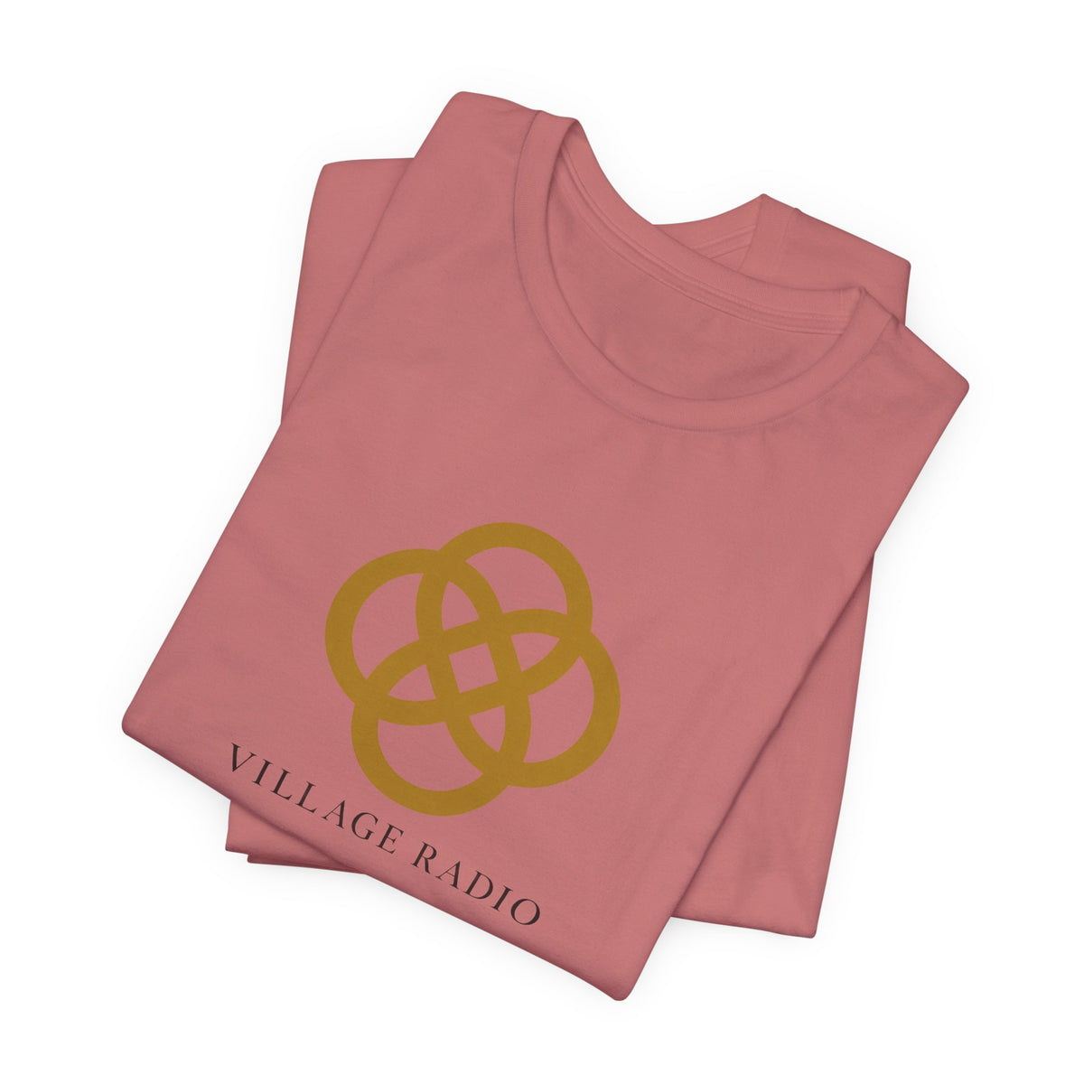 Village Radio Logo T‑Shirt — Minimalist Gold Emblem Tee