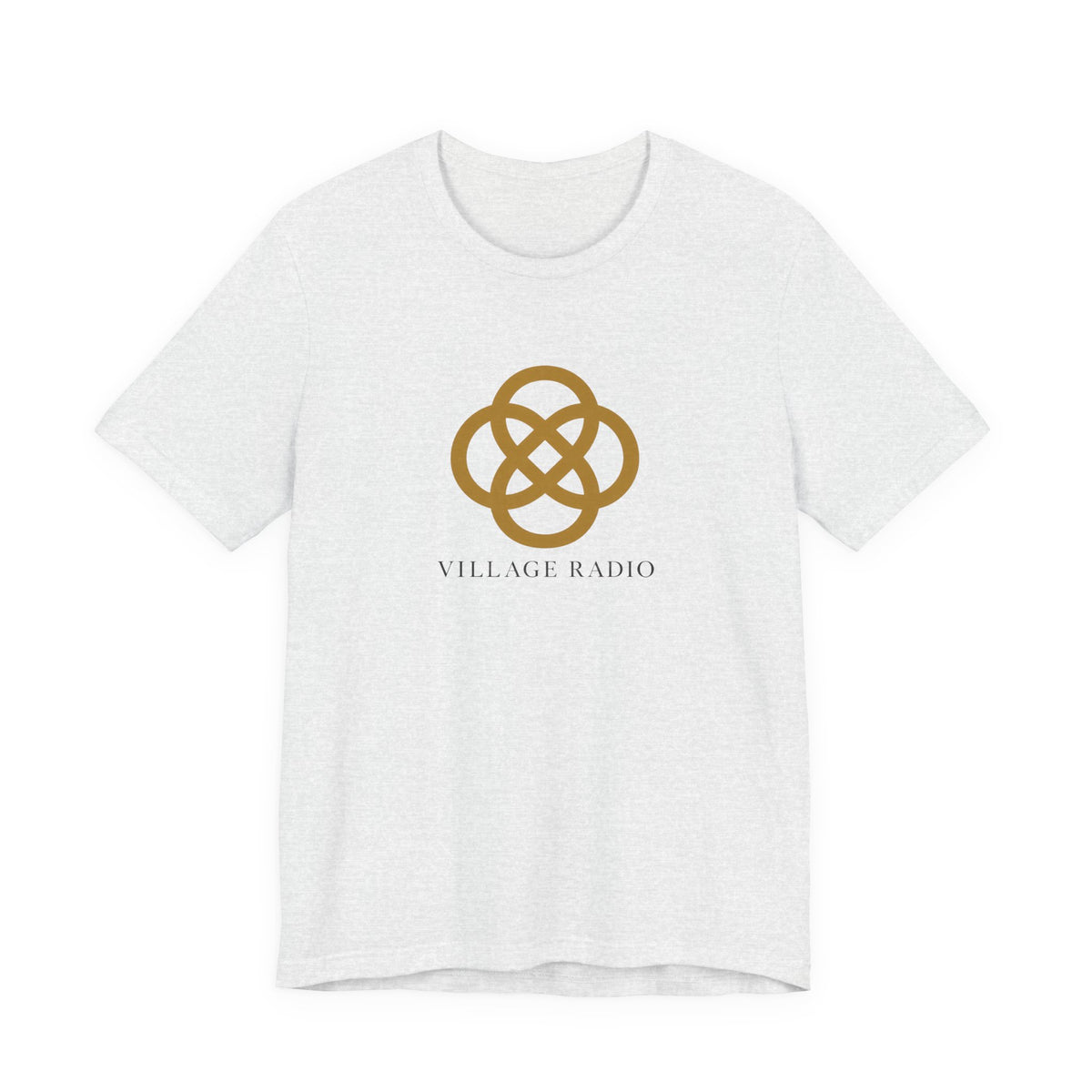 Village Radio Logo T‑Shirt — Minimalist Gold Emblem Tee