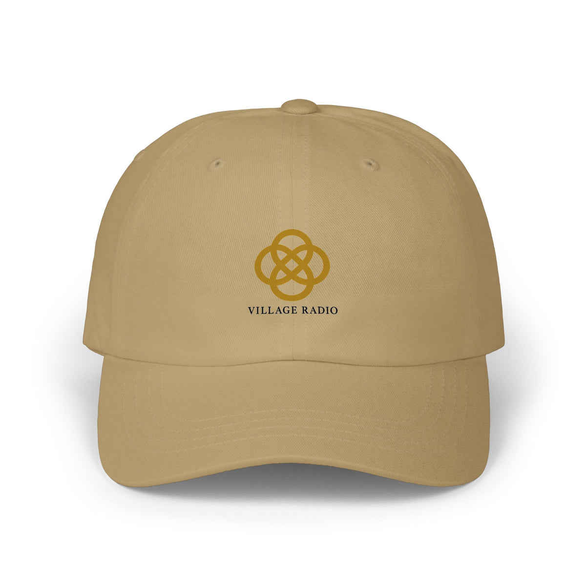 Village Radio Embroidered Dad Cap — Classic White Baseball Hat