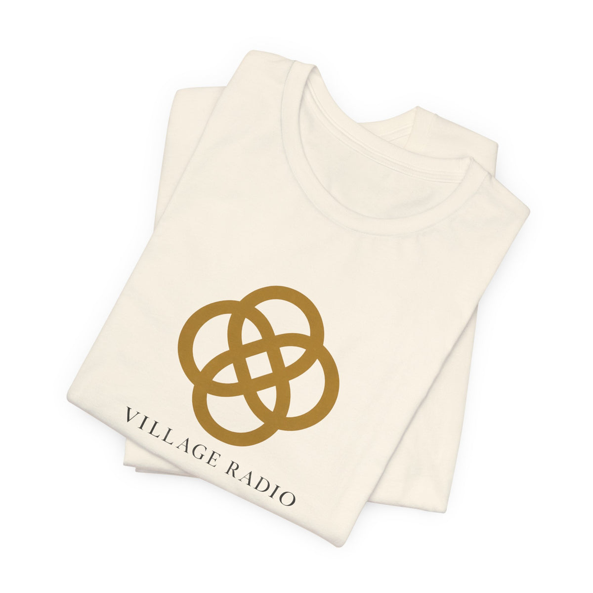 Village Radio Logo T‑Shirt — Minimalist Gold Emblem Tee