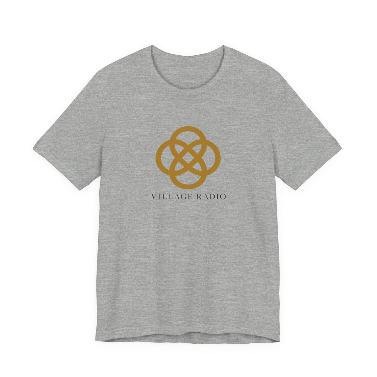 Village Radio Logo T‑Shirt — Minimalist Gold Emblem Tee