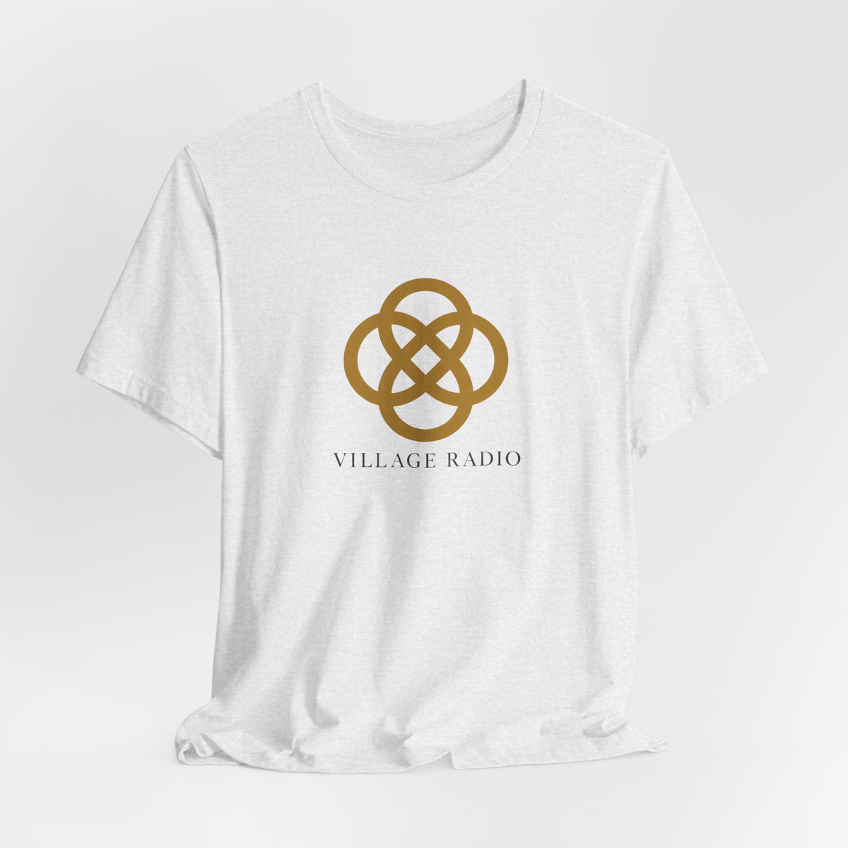 Village Radio Logo T‑Shirt — Minimalist Gold Emblem Tee