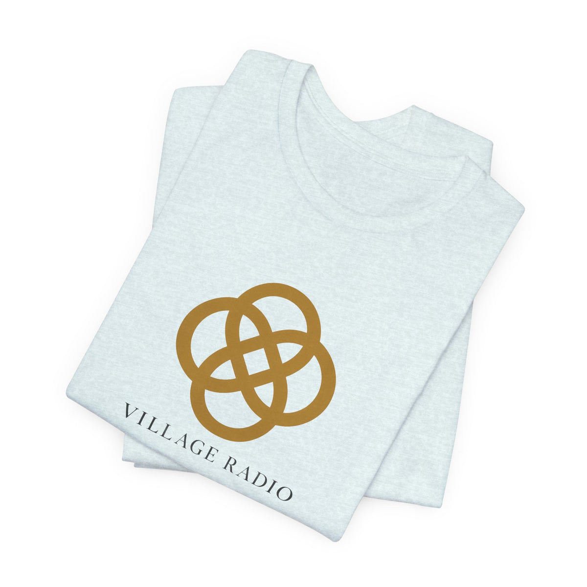 Village Radio Logo T‑Shirt — Minimalist Gold Emblem Tee